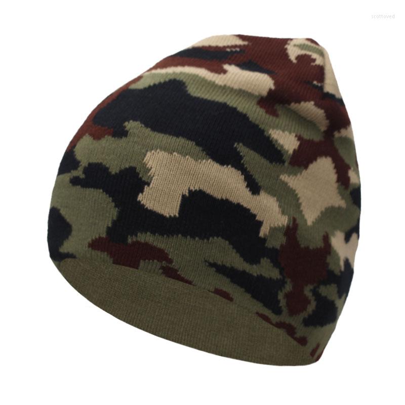 

Berets Camouflage Knitted Hat Men Beanie Women Winter Hats For Bonnet Knit Caps Autumn Warm Gorros Skullies Beanies, Army green