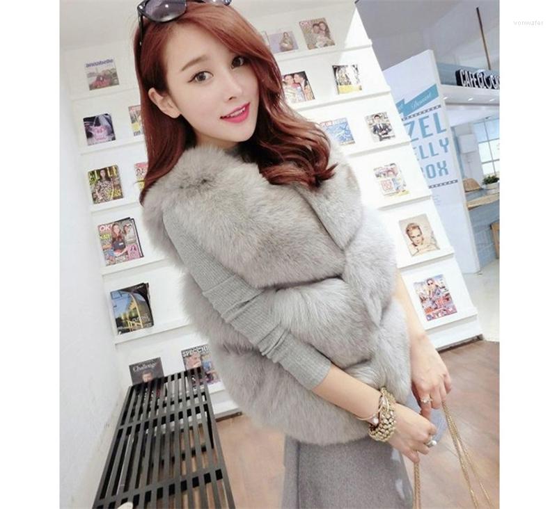 

Women' Fur Short Coat For Women Outwear 2022 Winter Women' Thick Warm Faux Vest High Quality Fashion O-Neck FF019, White