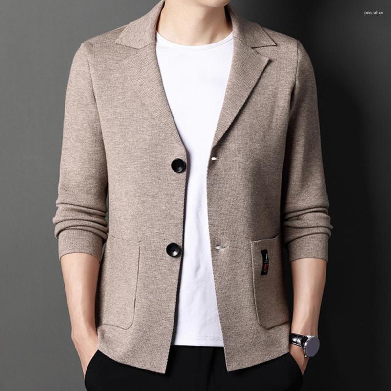 

Men's Suits Men's Suit Jackets Autumn Men Casual Loose Knit Solid Color Long Sleeve Coats High Quality Business For Blazer Hombre, Black