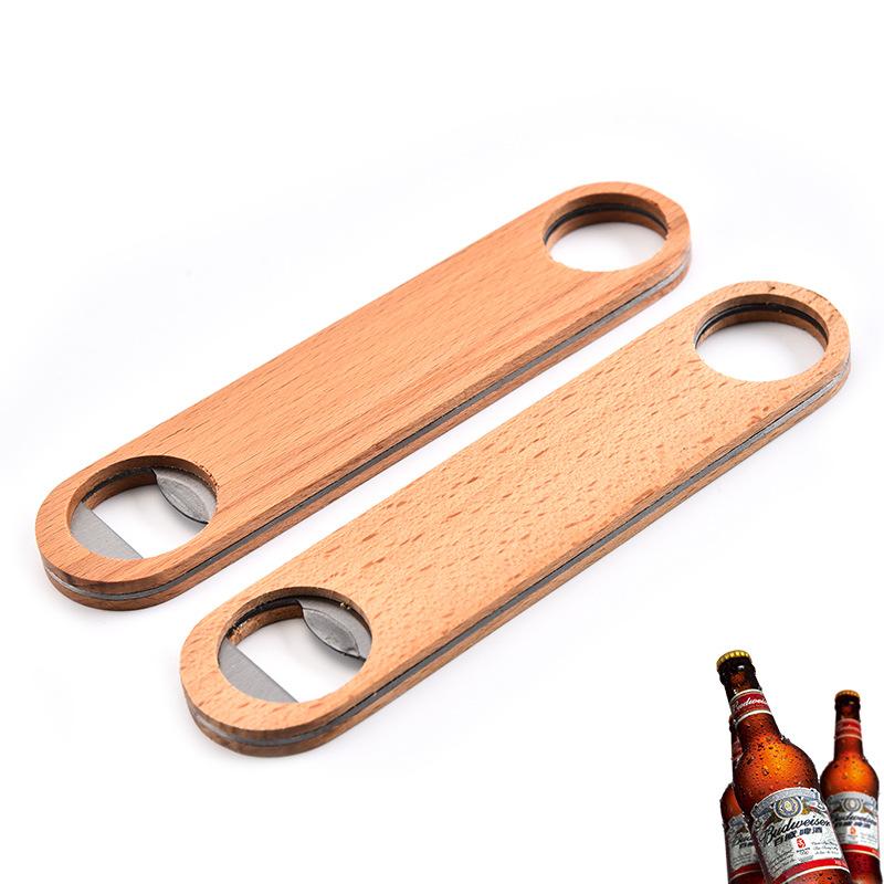 

Stainless Steel Opener Solid Wooden Handle Bottle Opener Hanging Wine Openers Durable Beverage Beer Openers Kitchen Bar Tool Gift VT1760