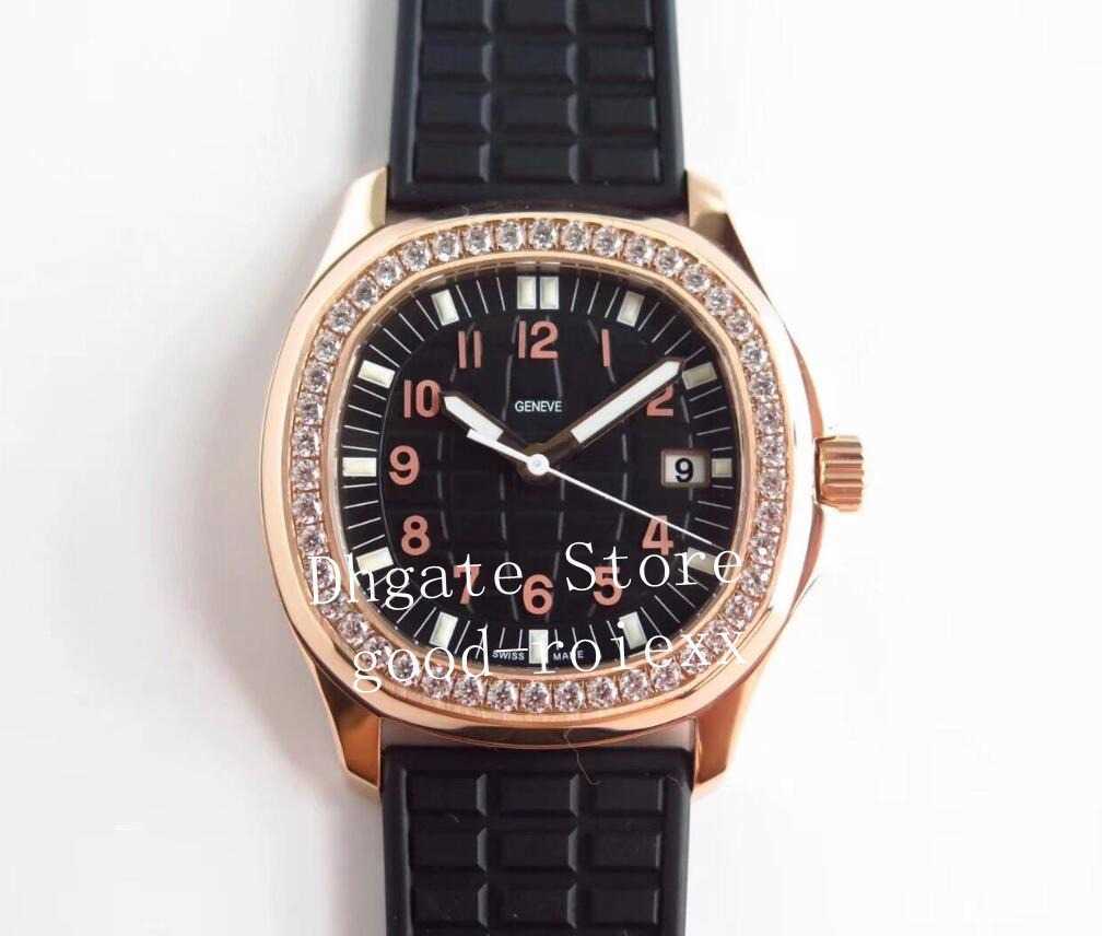 

Rose Gold Diamond Watches Women's Quartz Cal.E 23-250 PPF Factory Watch Ladies 5067 Date Rubber White Blue Gray Wristwatches