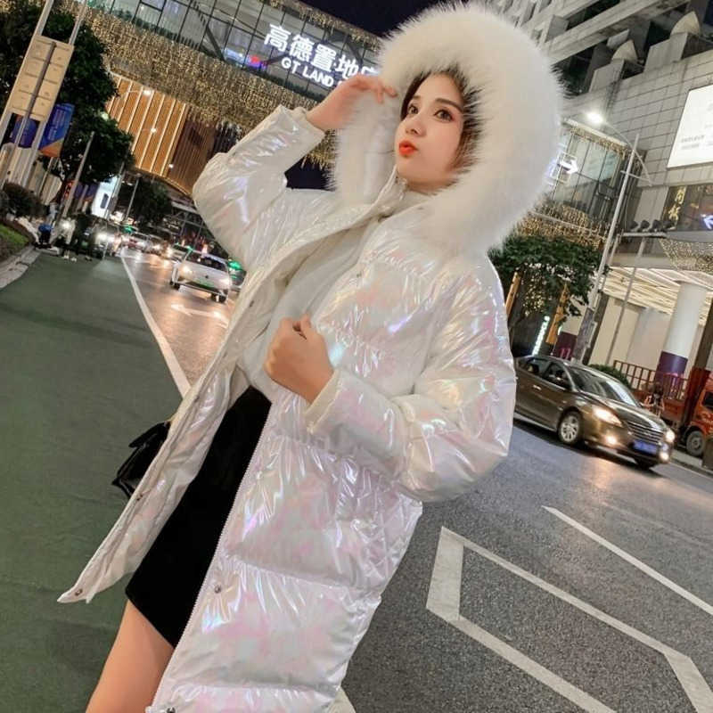 

Women's Down Parkas Winter Jacket Women Waterproof Bright Face Cotton Padded Coat Female Korean Artifical Large Wool Hooded Thickened Bread Parker T221011, Colorful white
