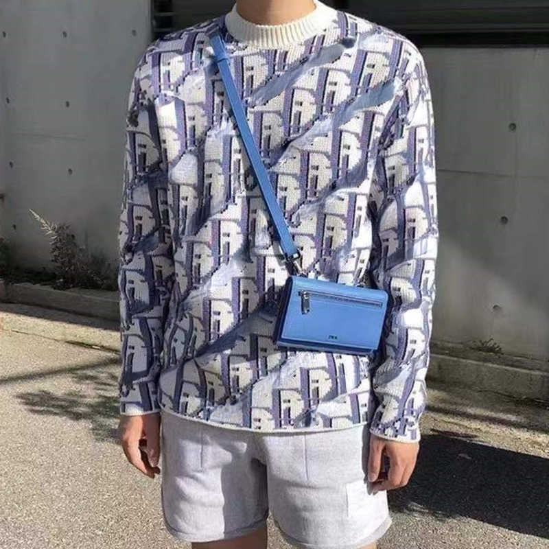 

Luxury D designer sweater mens knitted pullover coat color Embroidery Contrast Long Sleeve shirt men women Winter Wool sweaters, Black