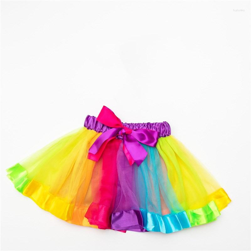 

Skirts 2022 Tutu Skirt Baby Girl Princess Pettiskirt Party Dance Rainbow Tulle Girls Clothing For 3-8 Years Children, Beige