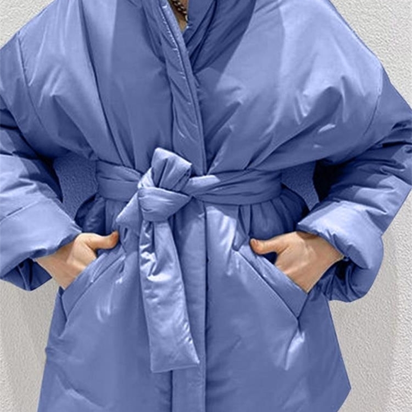 

Womens Down Parkas Winter Turtleneck Womens Jacket Casual Lace Up Long Sleeve Zipper Female Jackets Fashion Elegant Warm Ladies Coats 221010, Light brown