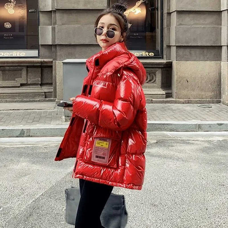 

Women's Down Parkas 2022 Autumn Winter Down Padded Jacket Women's Bright Surface Wash-Free Fashion Coat Short Thick Warm Solid Color Parkas Female T221011, Pink