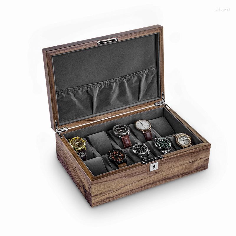 

Watch Boxes Walnut Wood Storage Box With Lock Jewelry Bracelet Wooden Organizer Display Pillows Gift Ideas