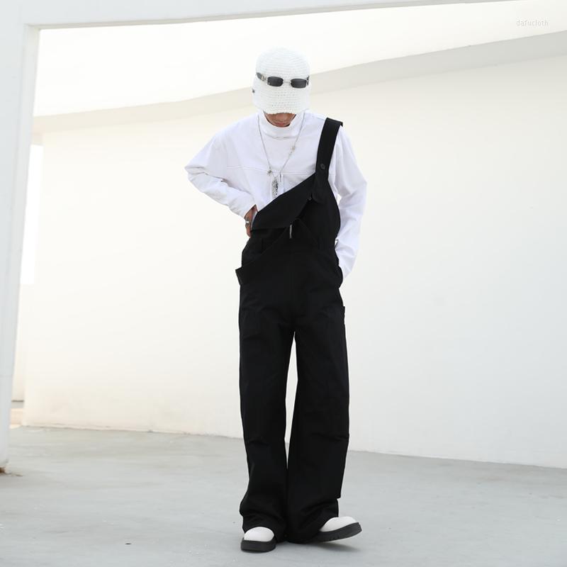 

Men's Pants Men's Overalls Straight Leg Suspenders Spring And Autumn Hip Hop Urban Youth Leisure Versatile Loose Large, Black