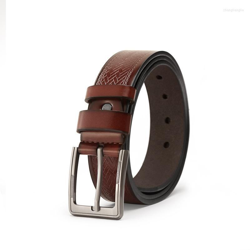 

Belts Fashionable Men's Belt Needle Buckle Mmen's Leisure Embossed Trouser BeltBelts, Black