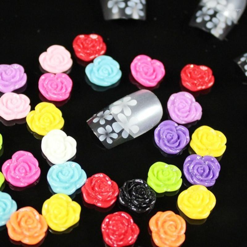 

Nail Art Decorations Mix 100pcs/200pcs 3D Rose Various Petal Resin Glazed Flowers Pearl Arylic Rhinestone Gems Manicure DIY Tips