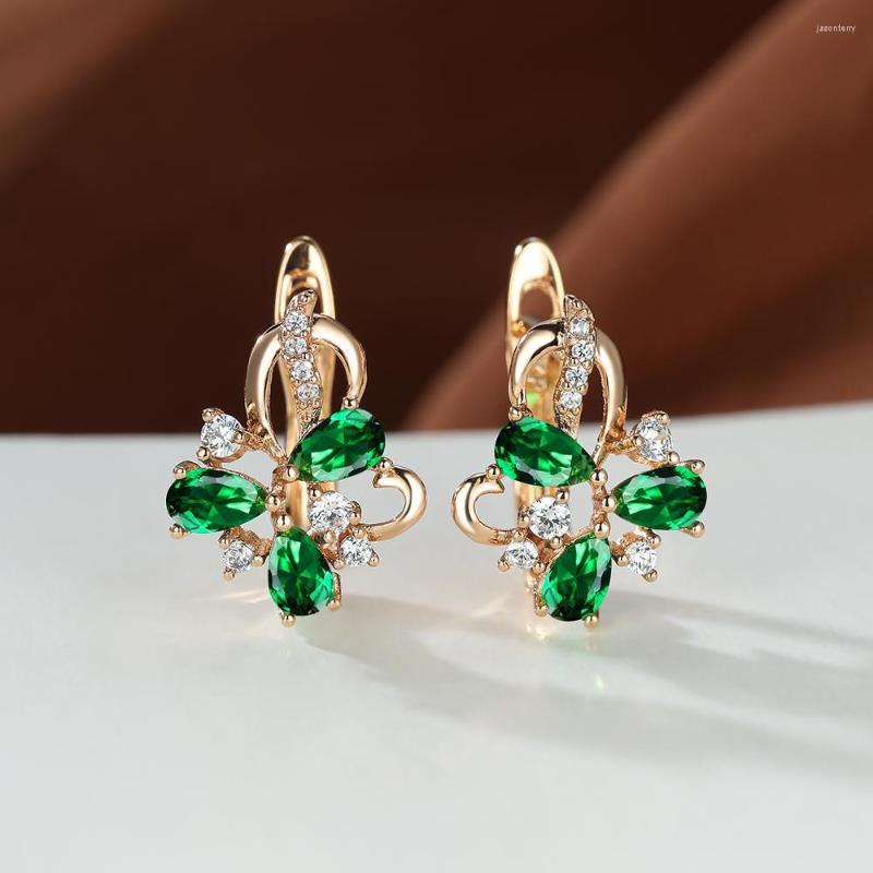 

Hoop Earrings Vintage Female Rainbow Zircon Flower Cute Gold Color For Women Luxury Crystal Hollow Wedding