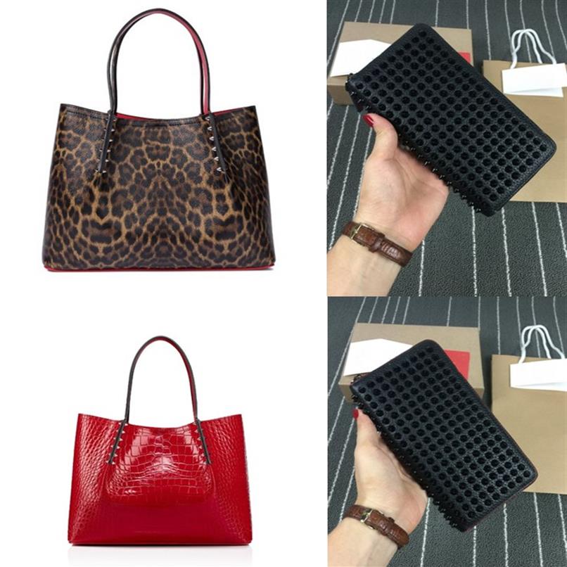 

Fashion Bag cabata designer totes rivet genuine leather Red Bottom Handbag composite handbags famous purse shopping bags Black Whi2762