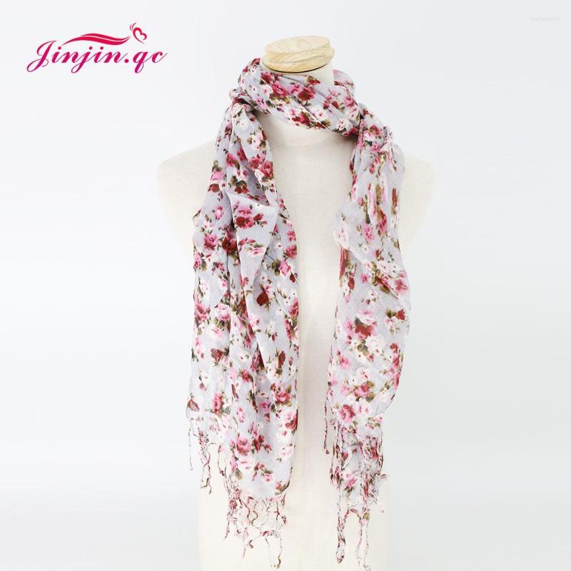 

Scarves Jinjin.QC 2022 Fashion Women Floral Printed Scarf Solid And Shawls Womens Beach
