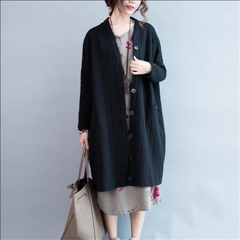 

Women's Knits 2022 Autumn Winter Fashion Women Long Sleeve Loose Knitting Cardigan Sweater Oversized Jumpers, Black