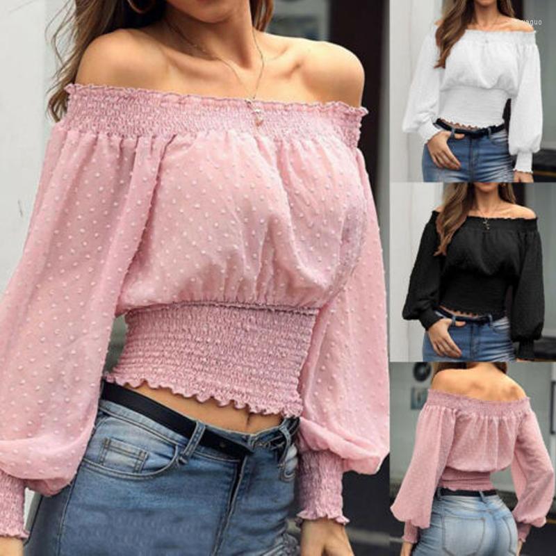 

Women' Blouses Fashion Women Blouse Sexy Off Shoulder Top Ladies Loose Slim Casual Long Sleeve Shirt Elegant Workwear Office, Black
