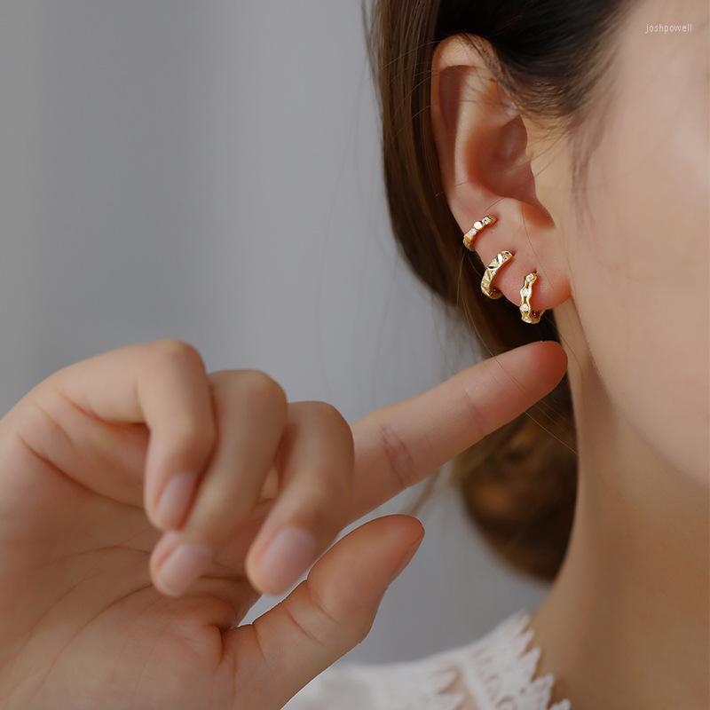 

Hoop Earrings 925 Sterling Silver Earring Fashion Zircon Wave Geometry Ear Ring Rhombus Shape Bone Simple Personality Boy Girl Jewelry
