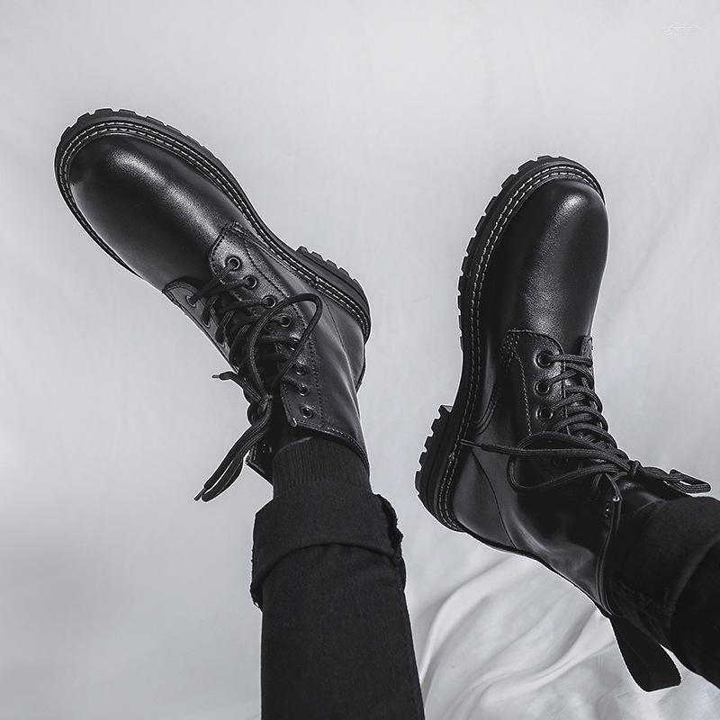 

Boots England Designer Men's Leisure Cow Leather Black Platform Shoes Warm Fur Winter Snow Boot Short Botas Masculinas Zapatos, Black without fur