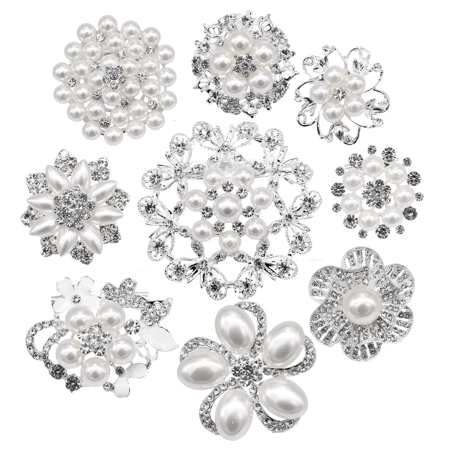 

Pins Brooches Siertone Rhinestone Big Pearl Crystal Wedding Bouquet Kit Set Wholesale Lot Fashion Women Girl Flower Clear Brooch Dro Am7Oz