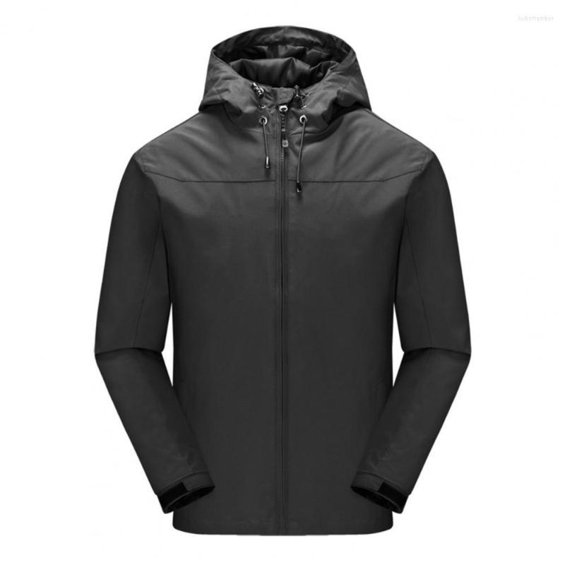 

Men's Down Comfortable Practical Long Sleeve Hooded Windbreaker Polyester Male Jacket Colorfast For Camping, Blue