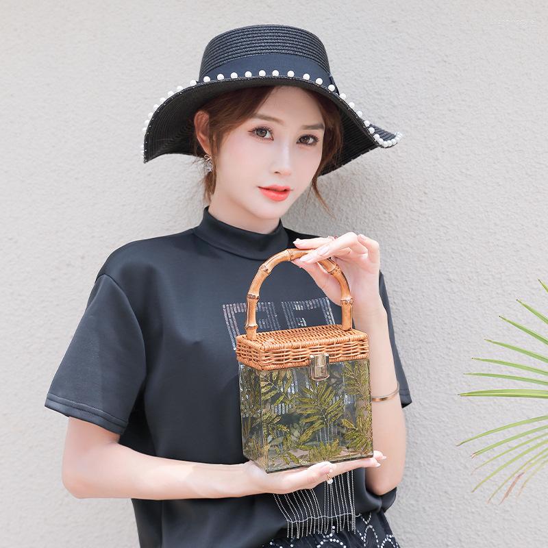 

Evening Bags Boutique Recommendation 2022 Summer Diy Handmade Bamboo Leaf Bag Handbag Retro Transparent Acrylic All-match Box