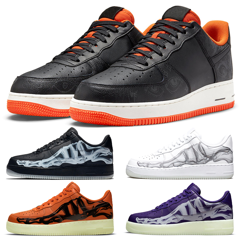 

Casual Shoes 1 Low Skeleton Men Women Halloween Black White Brilliant Orange Court Purple Mens Sports Sneakers Size 36-45, #5 halloween 36-45