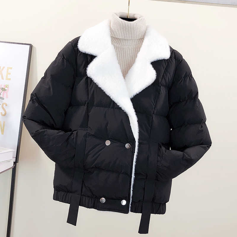 

Women's Down Parkas 2022 Autumn Winter New Down Padded Jacket Women Overcoat Fashion Loose Warm Parka Female Outwear Double Breasted Jacket Casaco T221011, Creamy-white
