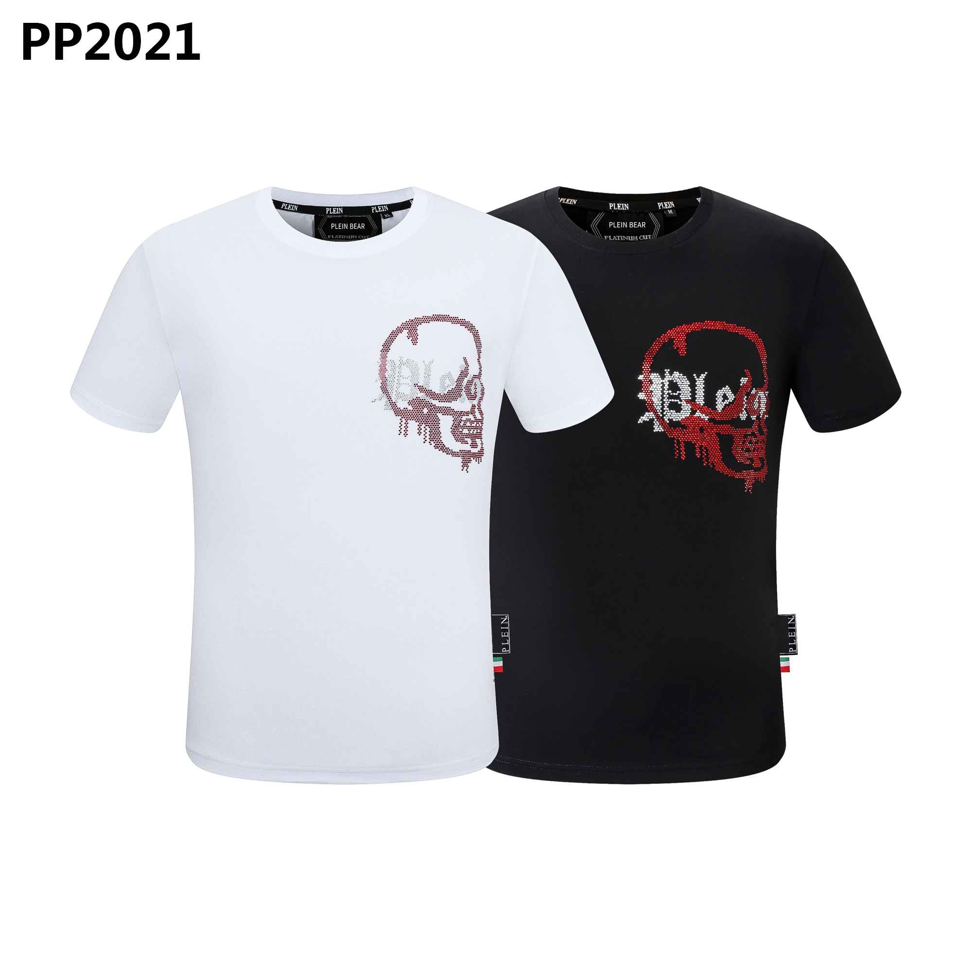 

PLEIN BEAR T SHIRT Mens Designer Tshirts Brand Clothing Rhinestone PP Skull Men T-SHIRT ROUND NECK SS STONES Classical Hip Hop Streetwear Tshirt Top Tees PB 160642, Black