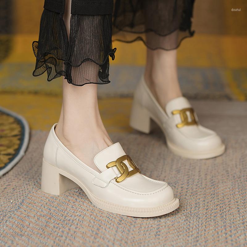 

Dress Shoes 2022 Spring All-Leather Mid-heels Lolita Small Leather Lady Loafers, Black