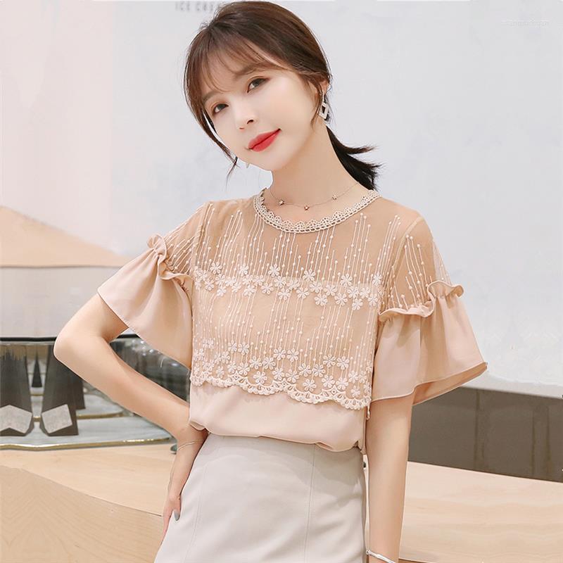 

Women' Blouses Women Blouse Lace Top Women' 2022 Clothes Ruffled Summer Blusas Mujer De Moda, Black