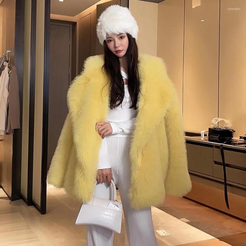 

Women' Fur Winter Oversized Thicker Warm White Furry Faux Jacket Women Korean Fashion Luxury Long Sleeve Coat WY317, Beige