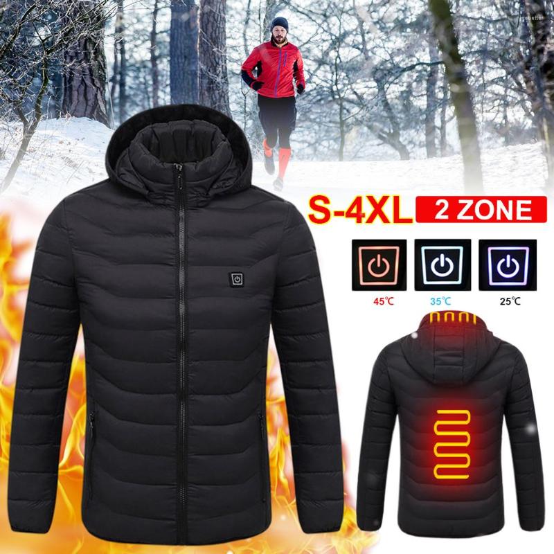 

Racing Jackets 2 Areas Heated Men Women Winter Outdoor Electric Heating USB Charge Thermal Coat For Skiing Camping, Gold