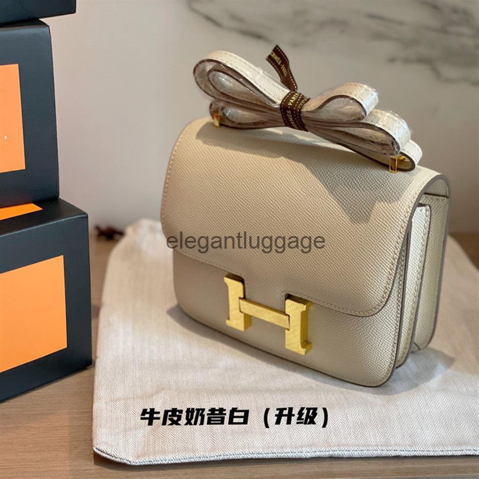 

Luxury Designer Bags Herme Women h Family Women's h Buckle Kangkang Genuine Leather Stewardess Messenger Summer Niche Origina311R, Amber