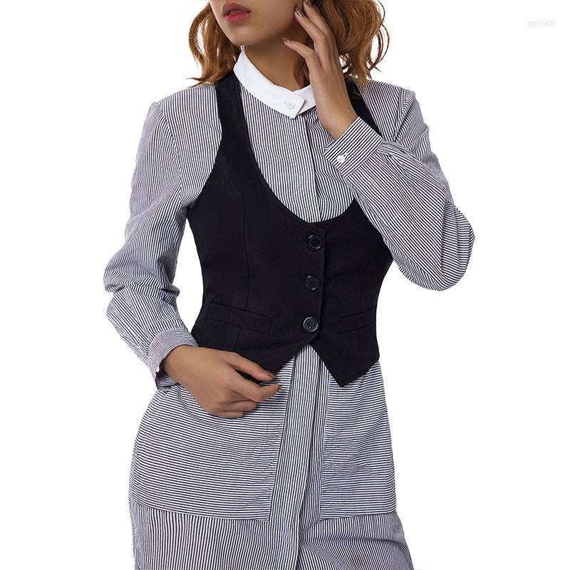 

Women' Vests Women Fashion V-Neck Sleeveless Button Down Fitted Racer Back Classic Vest Shirts Separate Waistcoat For Formal Wear, Black