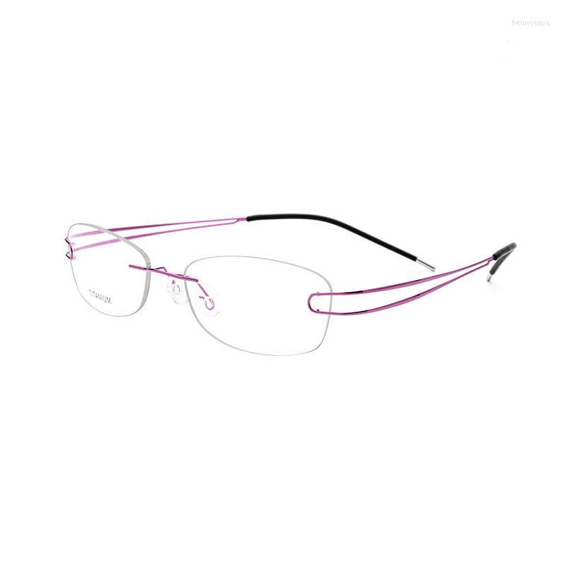 

Sunglasses Frames Belight Optical Titanium Alloy Women Double Line Design Rimless Ultra Light Glasses Frame Prescription Eyeglasses 50003