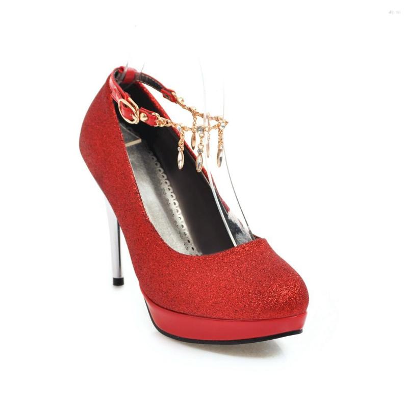 

Dress Shoes Spring 2022 Sexy High Heel With Sequins Strap Size Code 31 Shallow Mouth Bride 1831-41, Black