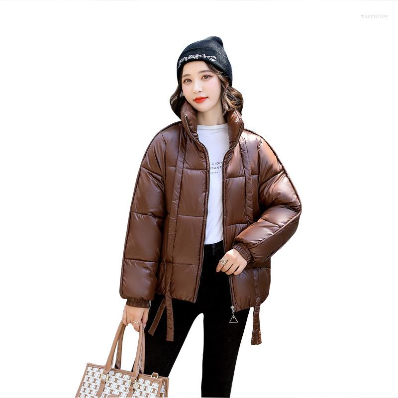 

Women' Trench Coats Style Loose Bread Clothes PU Leather Fashion Temperament Winter 2022 Women' Short Stand-up Collar Cotton Jacket, Black