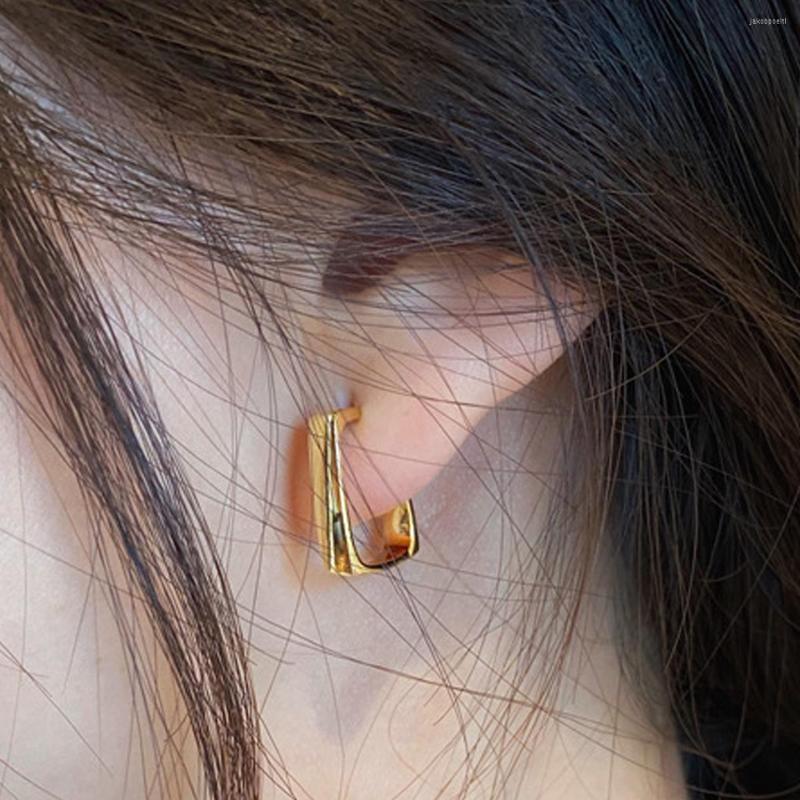 

Hoop Earrings 2022 Contracted Fashion Korean Elegant Temperament Pendants Joker Fine Metal Geometric Square Women Ear Buckle