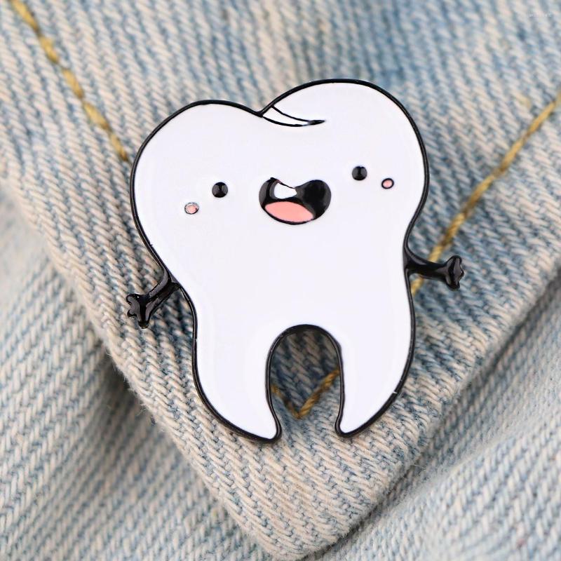 

Brooches YQ1102 Cute Tooth Enamel Pin Dentist Woman Man For Jeans Hat Collar Lapel Backpack Badge Denim Gifts Jewelry