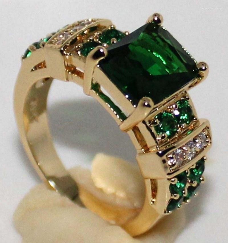 

Wedding Rings Shiny Crystal Green Zircon For Women Fashion Gold Color Ring Female Engagement Cocktail Party Gifts Luxury Jewelry