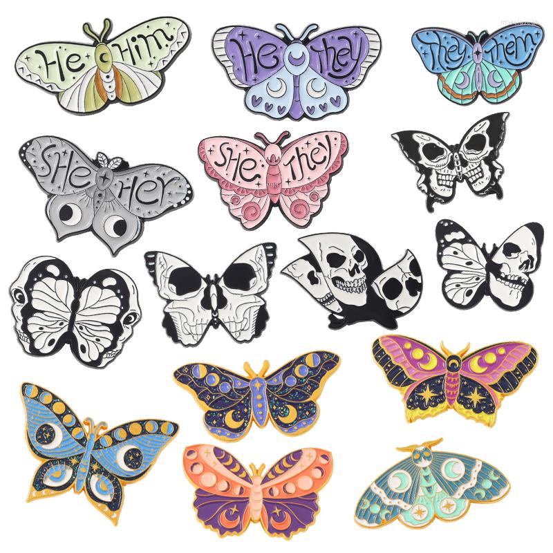 

Brooches Colorful Butterfly Enamel Pins Punk Gothic Black Cartoon Butterflies Clothes Uniform Decorative Pin Metal Badges Jewelry Friend