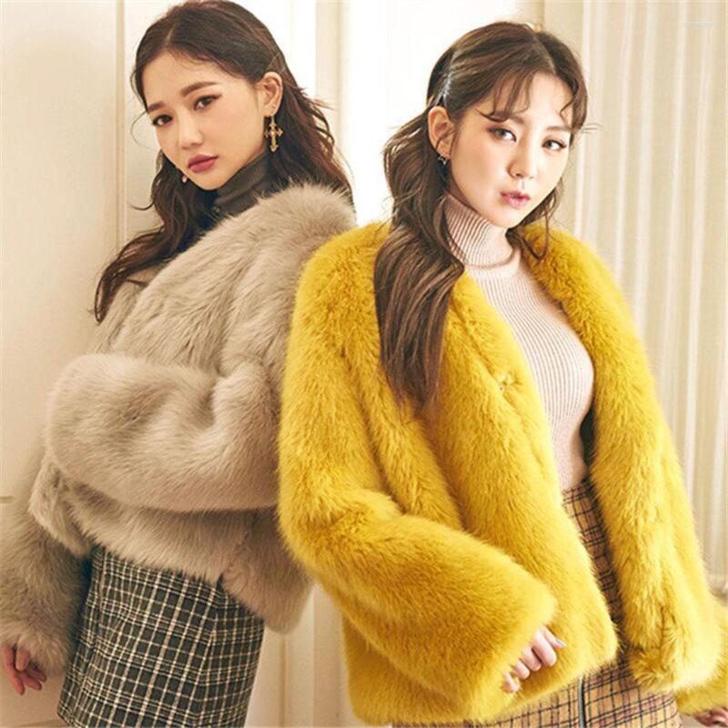 

Women's Fur Winter Imitation Mink Hair Short Faux Coat Women Warm Coats Fluffy Furry Jackets Sexy Outerwear Ladies Overcoat, Claret