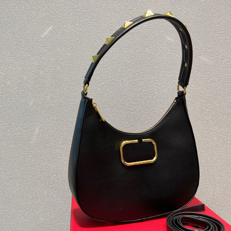 

Vintage Rivet Underarm Bags Two Shoulder Straps Cross Body Bag Ladies Evening Totes Leather Hobo Bags, As show