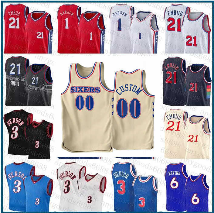 

Philadelphia''76ers''Custom Men Women Youth Joel 21 Embiid 1 James Harden 0 Tyrese Maxey 12 Tobias Harris 5 Montrezl Harrell Basketball Jerseys, Colour