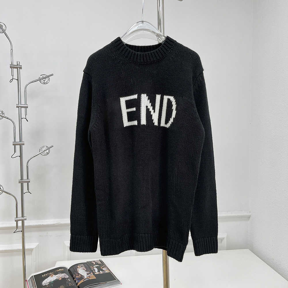 

Women' Blouses & Shirts new chest jacquard large loose woolen sweater casual men' and women' sweaters, Black