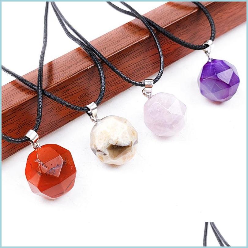 

Pendant Necklaces Pendant Necklaces 12Pcs/Lot Natural Red Jasper Agates Crystal Stone Polished Aventurine Cutting Healing Necklace F Dhhmi