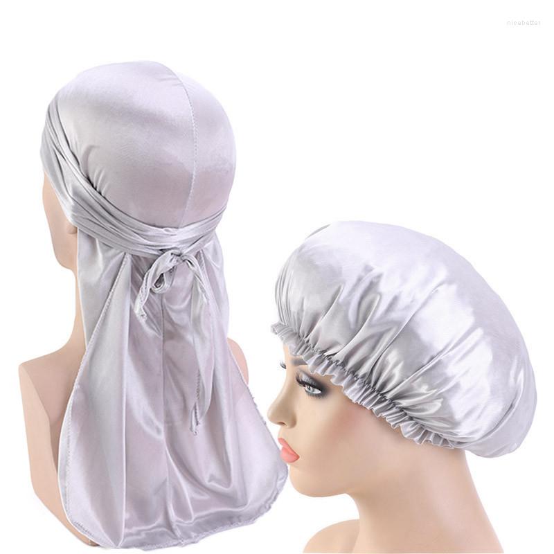

Beanies 2Pcs/Set Unisex Muslim Headscarf Pirate Hat Women Fashion Hairbands Solid Color Sleeping Men Turban Cap Nightcap Headband