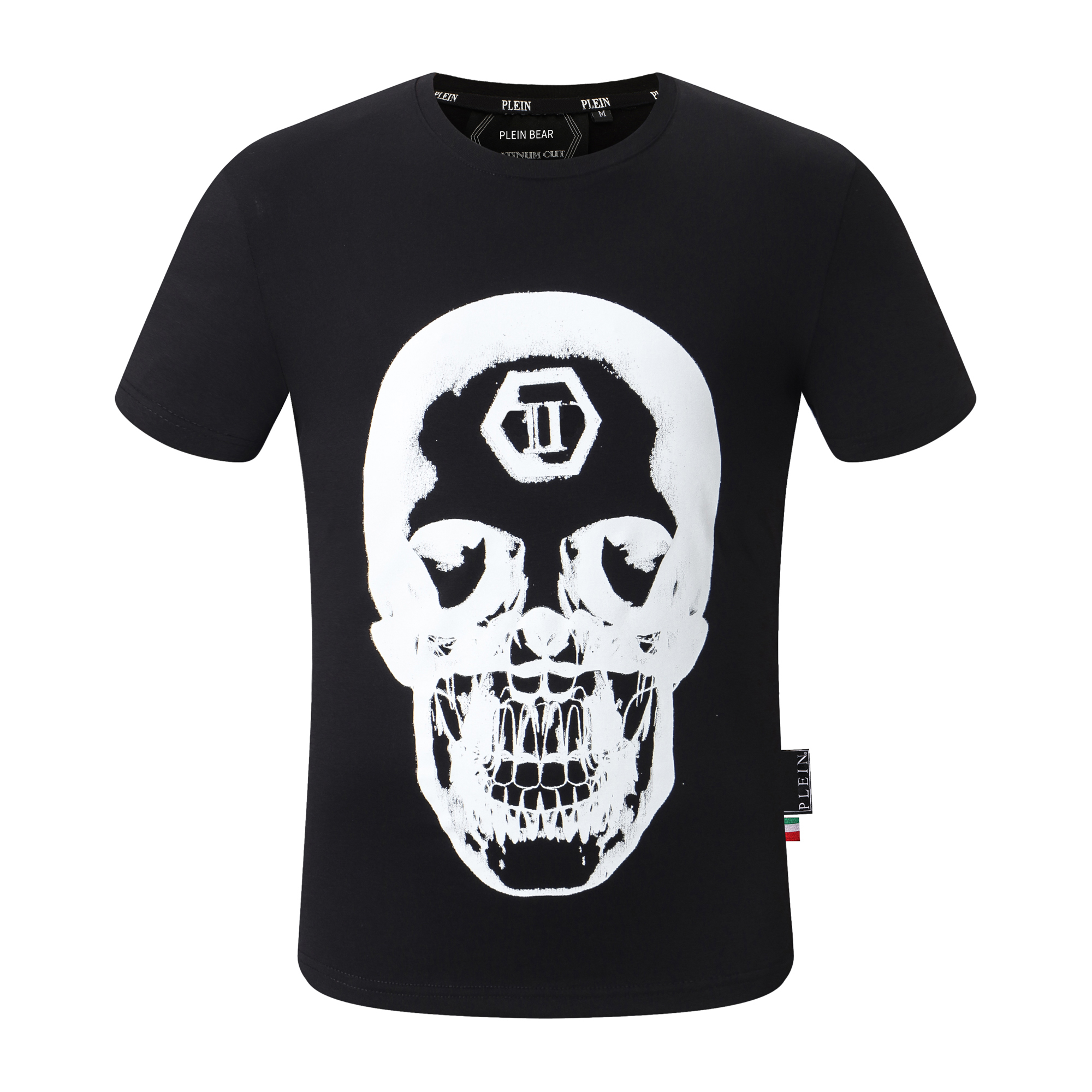 

PLEIN BEAR T SHIRT Mens Designer Tshirts Brand Clothing Rhinestone PP Skull Men T-SHIRT ROUND NECK SS STONES Classical Hip Hop Streetwear Tshirt Top Tees PB 160670, Black