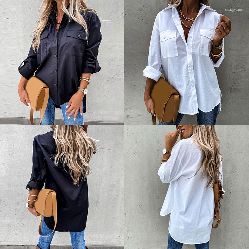 

Women's Blouses Autumn And Winter Irregular Loose Long-sleeve Shirt Tee Tops T Shirts Long Sleeve Fashion Casual Solid Turndown Irregularity, Black