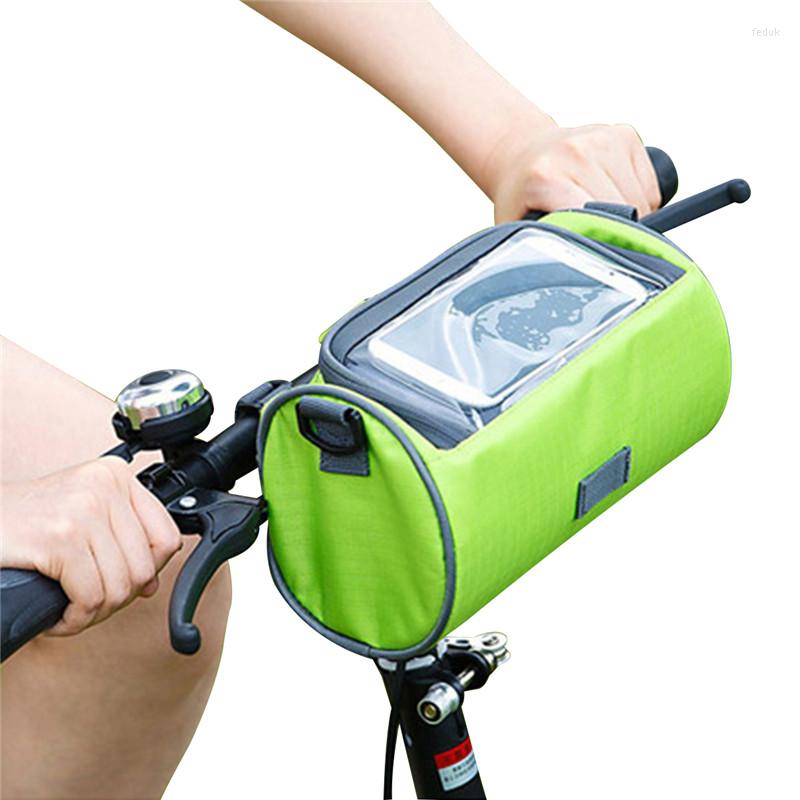 

Card Holders Bike Bag Waterproof Tube Pockets Cycling Wallet Holder Shoulder Straps Phone Tough Window Front Frame Zipper Pack, Black