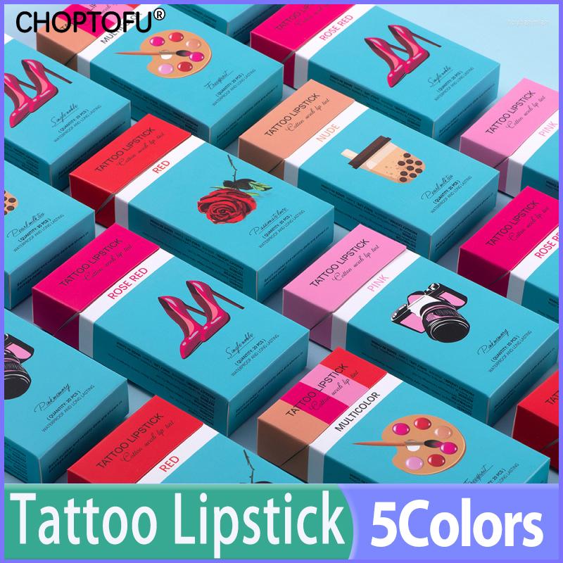 

Lip Gloss 5 Colors 20Pc/Box Tattoo Lipstick Long Lasting And Waterproof, 01-red